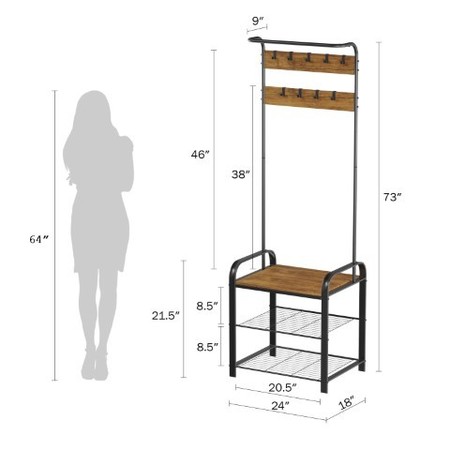 Hastings Home Hastings Home Entryway Coat Rack and Shoe Bench 159674FQN